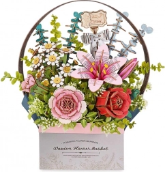 RoboTime 3D lesena sestavljanka Cvetlična Košara