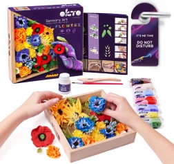 OKTO FREEDOM Umetniški modelarski komplet DIY rože z lesenim okvirjem 21x21 cm