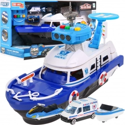 Interaktivni policijska ladja 2v1 s prostorom za shranjevanje in z lučmi in zvoki