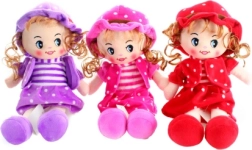 Soft fabric doll in a dress with a hat 33 cm - 1 piece