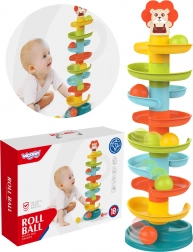 Woopie Baby spiralni stolp s kroglicami, 10 delov in 6 kroglic