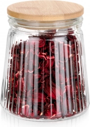 Steklena posoda za sypka živila z bambusovim pokrovom in tesnilom 700 ml