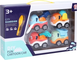 Stavežna vijačna avtomobilčka, komplet 4 kos, 7 cm