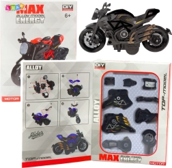 Kovinski model motornega kolesa za sestavljanje 1:14 črno‑zlat