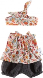 Tunika s kratkimi hlačami in pasom za punčko 38 cm – cvetlični travnik