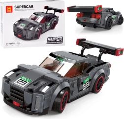 Tehnični gradbeni set športni avto siv, 166 kosov z nalepkami