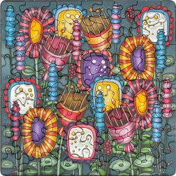 Kvadratne sestavljanke CURIOSI Q Silver – barvito cvetje, 72 kosov