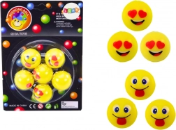 Set rumenih skakajočih žogic Emoji 6 kosov