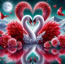 Diamantno slikanje zaljubljeni labodi 30 × 40 cm