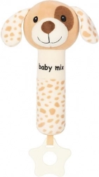 plišasta ropotuljica s piskalnikom BABY MIX – rjav kužek