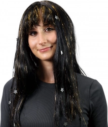 Lasulja s črnimi lasmi, okrašena z zlatimi črtami in zvezdami