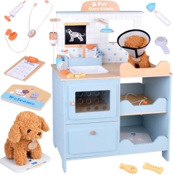 Wooden Veterinary Clinic for Children with a Plush Dog