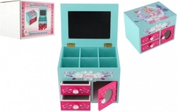 lesena škatlica za nakit Princess z ogledalcem in 3 predali