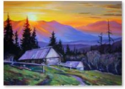 Diamantno slikanje – gore ob sončnem zahodu 40 × 30 cm