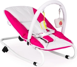 Foldable baby rocking bouncer with toys, white-pink