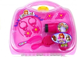 kovček za malo princesko – frizerski set s sušilnikom, krono in nakitom