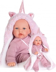 Antonio Juan Petit realistična punčka s zvoki in z mehkim tekstilnim telesom, 27 cm