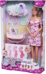 punčka Steffi Love Hello Baby z rastočim trebuščkom in dojenčkom