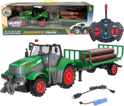 RC traktor z prikolico za hlode 1:24 WOOPIE