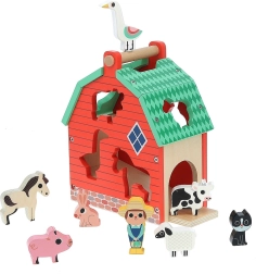 Lesena kmetija z živalmi in sestavljanko