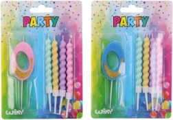 Zabava svečka številka 0 s 4 svečkami