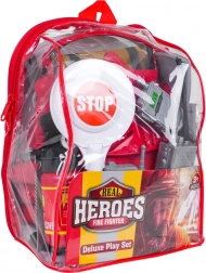 Mega komplet malega gasilca v prozornem nahrbtniku (18 delov)