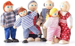 Lesena družina punčk 6 oseb