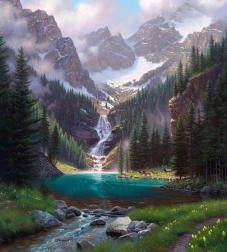 Slikanje z diamanti Gorski potok 30x40 cm