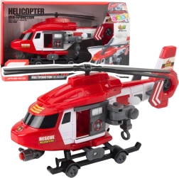 Reševalni helikopter 1:16 z lučmi, zvoki in vitlom z nosili – rdeč