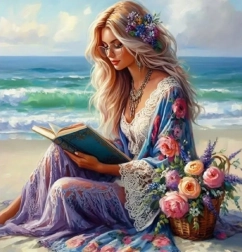 Diamantno slikanje Dekle s knjigo 30x40 cm