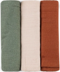 Petite&Mars set of bamboo muslin cloths Moussy Botanic tones 68 × 68 cm (3 pcs)