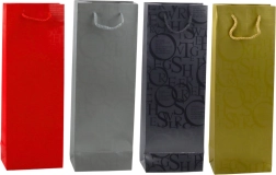 Darilna vrečka za steklenico z reliefnimi napisi 35 × 12 × 9 cm