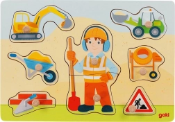 Lesena vstavljanka gradbeni delavec GOKI