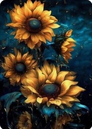 Diamantno slikanje sončnic ponoči 30 × 40 cm