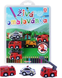 Živa pobarvanka reševalci – komplet 3 avtomobilčkov z vzvratnim pogonom