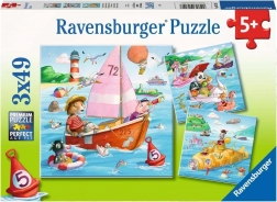 Ravensburger puzzle Živali in vodna plovila 3x49 kosov