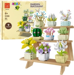 Construction building set Flowers in Pots, 9 models, 854 pieces