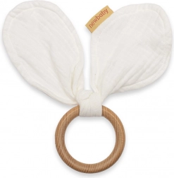 Leseni grizalo z muslinom New Baby Ears, belo
