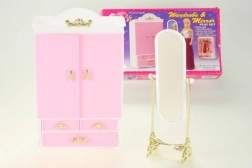 Garderobna omara in ogledalo za lutke Glorie