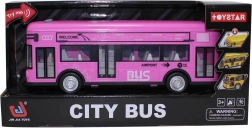 Rožnato mestno avtobusno vozilo z zvoki in lučmi
