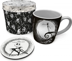Darilni set THE NIGHTMARE BEFORE CHRISTMAS – skodelica 315 ml, plutast podstavek in pločevinasta škatla