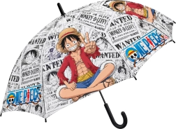 Otroški avtomatski dežnik One Piece z motivom Luffyja, 48,5 cm, črn