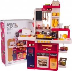 Otroška interaktivna kuhinjica s paro, lučkami in zvoki, 80 delov – Rdeča