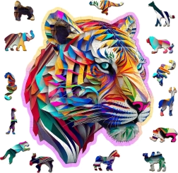 Lesene puzzle barviti tiger 150 koščkov WOODEN CITY
