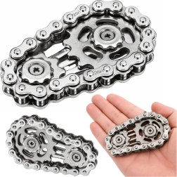 Anti-stress stainless steel chain fidget spinner, silver