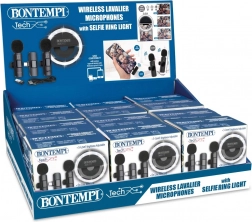 Mini krožna luč in par brezžičnih lavalierskih mikrofonov USB‑C