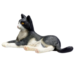 Črno-bela ležeča mačka Mojo