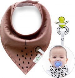 Rjav otroški rutka/slinček z držalom za dudo