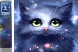 Diamantno slikanje sivo mucko 30 × 40 cm