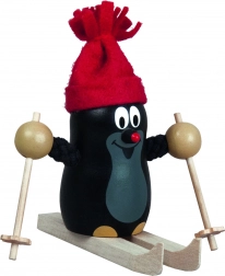 Detoa Krtek na smučeh – lesena figurica 10 cm